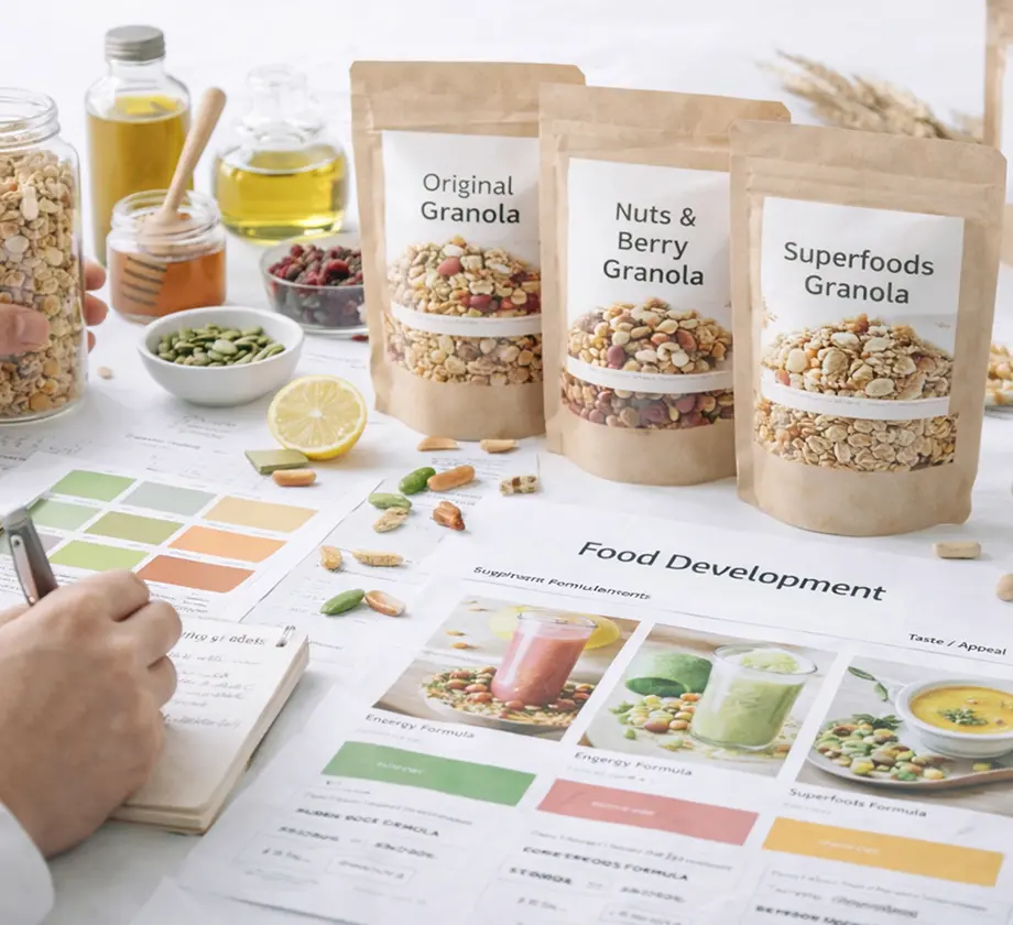 グラノーラ商品の企画開発とブランディングを行っている様子