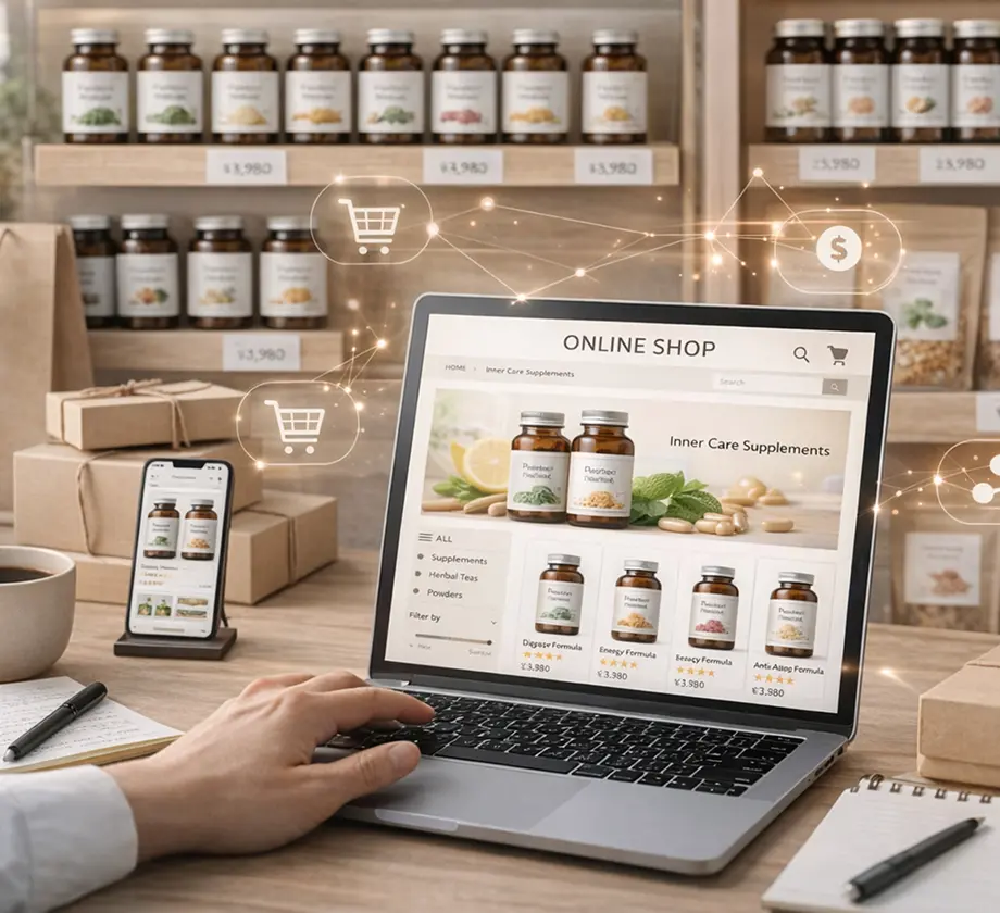 食品ブランドのオンライン販売と販促支援のイメージ